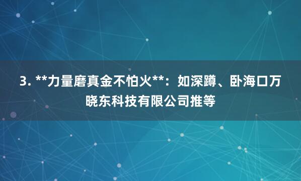 3. **力量磨真金不怕火**：如深蹲、卧海口万晓东科技有限公司推等